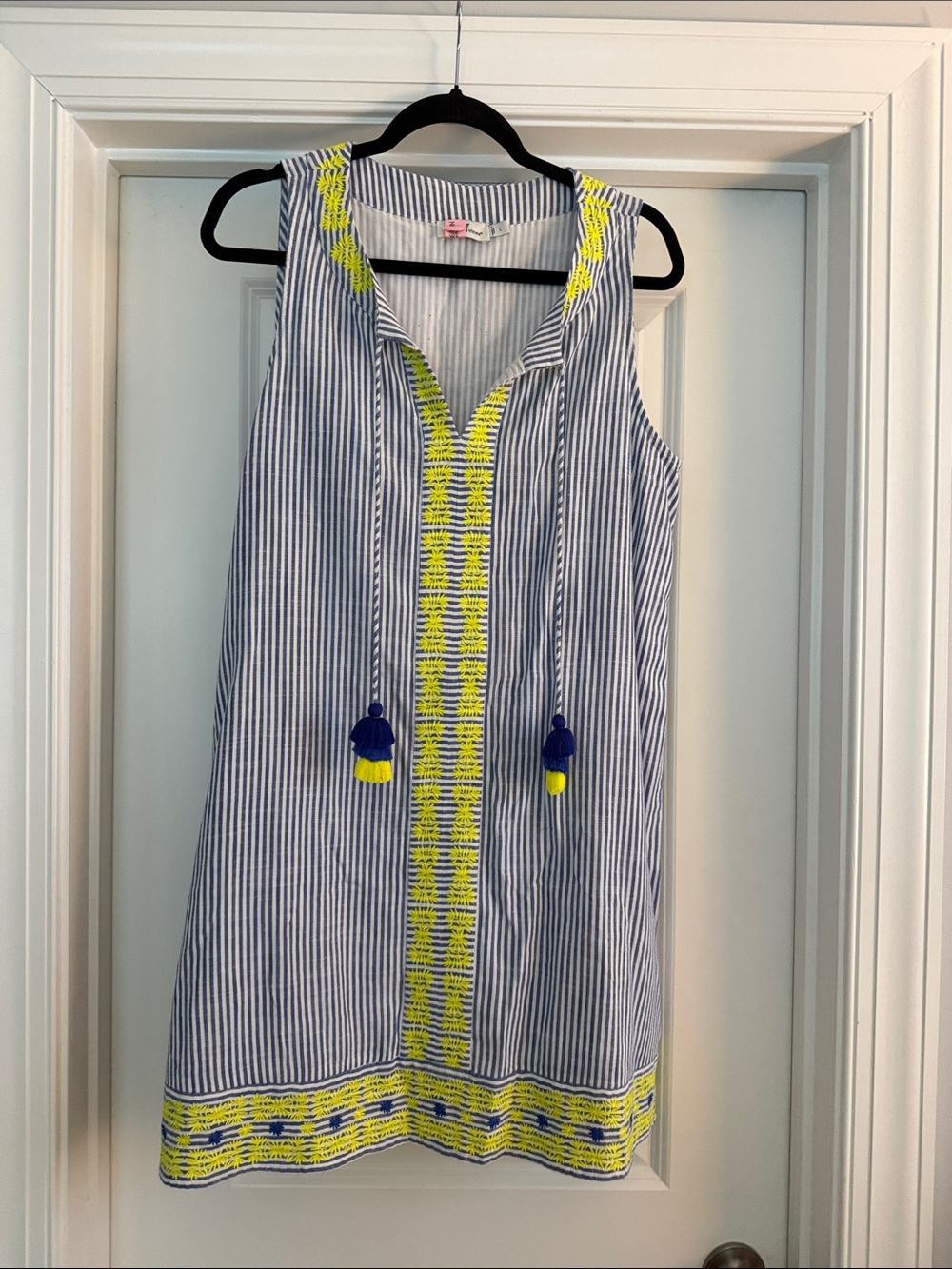 Vineyard Vines Striped Embroidered Mini Dress Blue & White Large